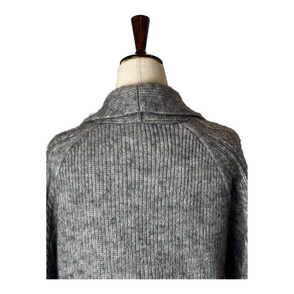 Chico's Sweater Women Medium Gray Wool Blend Cable Knit Open Bolero Cardigan - Picture 4 of 10